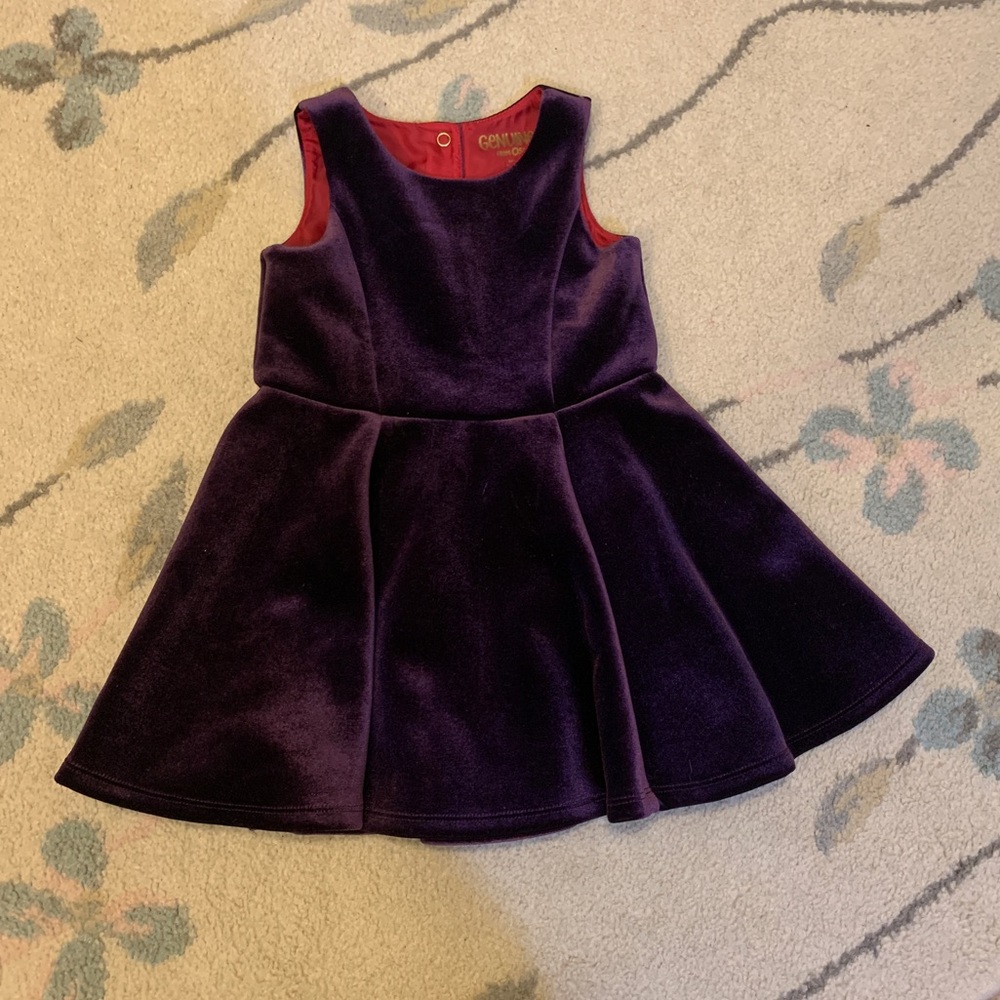 3T Girls Osh Kosh B’Gosh Deep Purple Velvet Velour Dress - snap closure